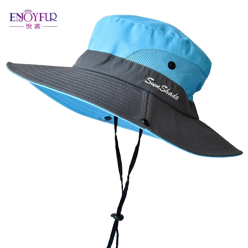ENJOYFUR, летние солнцезащитные шапки с широкими полями для женщин, для улицы, с защитой от ультрафиолета, конский хвост, складная и дышащая шапка для рыбалки - Цвет: 36