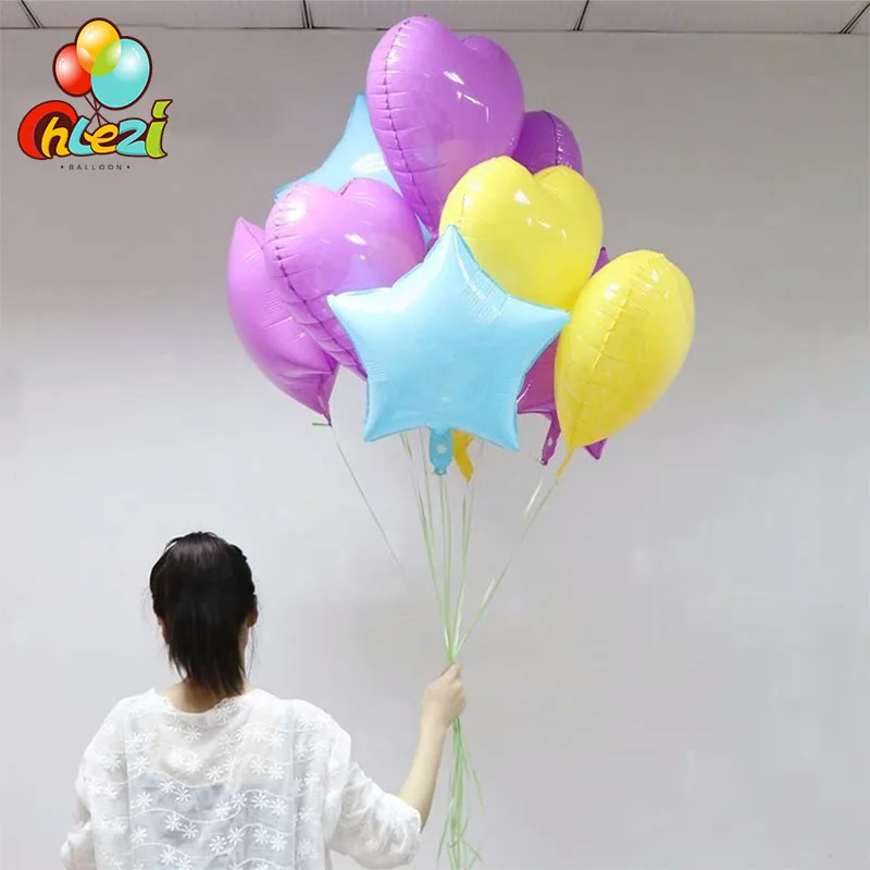 7 шт. Baby Shower 18 дюймов фиолетовый желтый вышивка звёздочки или бриллианты Фольга