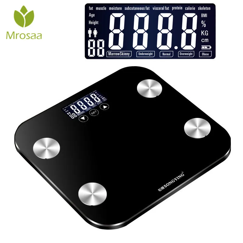 

Electronic Digital Scale Glass Smart Weight Balance Bariatric BMI Fat Water Calories Muscle Bone LCD Bathroom Scales 180KG/50G