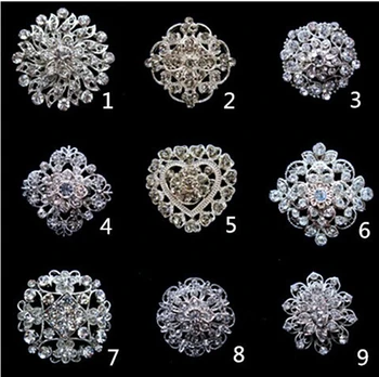 

Silver Plated Rhinestone Crystal Small Flower Bouquet Wedding Brooch Pin