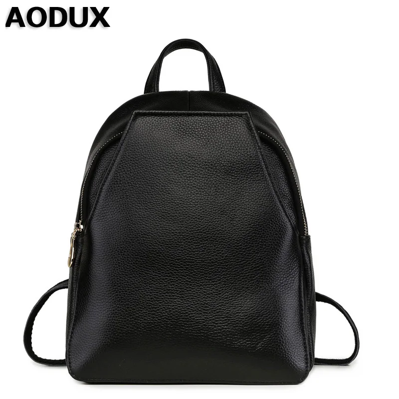 

AODUX Genuine Leather 3 Belt Using Method Backpacks Real Cowhide Women Backpack Female Top Layer Cow Leather Shoulder Bag