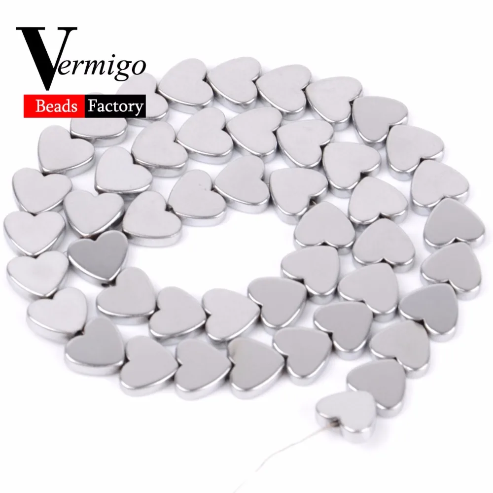 

Natural Stones For Jewelry Making Silver Love Heart Hematite Spacer Loose Beads For Needlework Fit Diy Necklace Accessories 15"