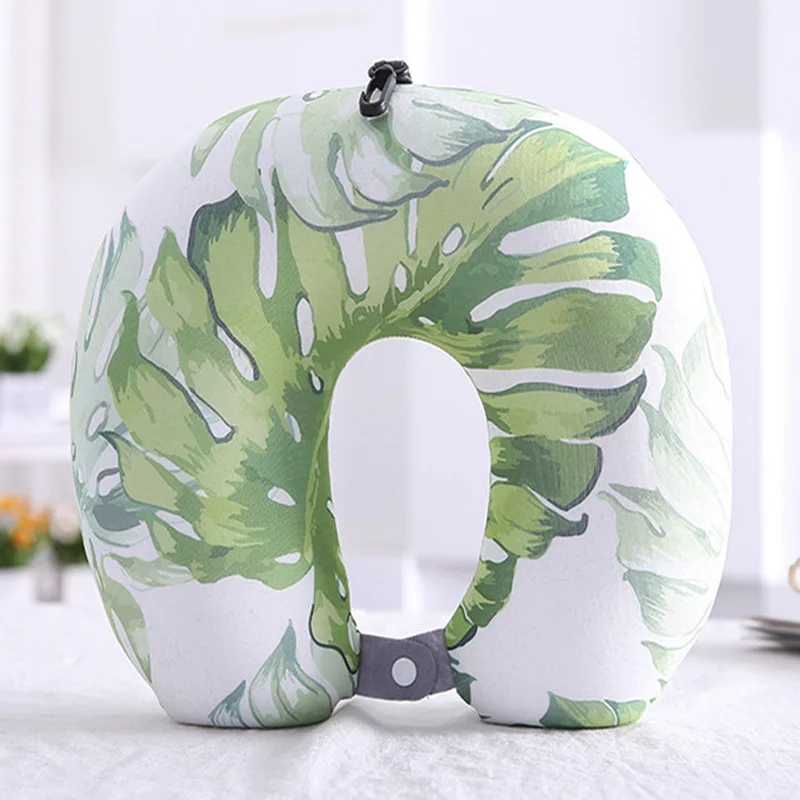 L091-.Neck U Shaped Pillow Hangable Car Travel Leaves Pillow Summer Printing Massager Bedding Sleeping Airplane Body Pillowsjpg (5)