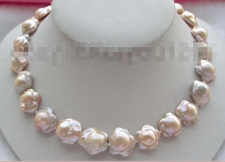 

Natural 16mm Pink Reborn Keshi Flower Pearl Necklace! AAA