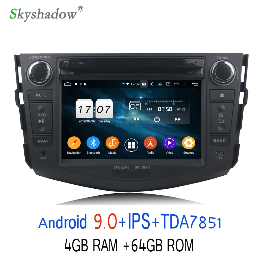 Flash Deal DSP TDA7851 Android 9.0 For Toyota RAV4 2006- 2012 64GB ROM Octa Core Car DVD Player Bluetooth Wifi 4G RDS RADIO GPS Glonass Map 3
