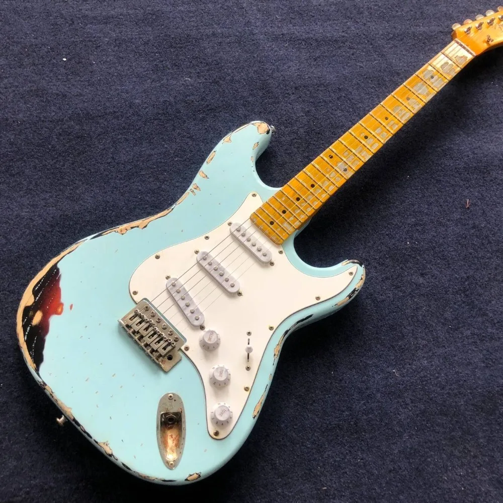 custom shop,TEL 6 Strings Electric Guitar,  guitar relics by hands guitarra.real photos show 