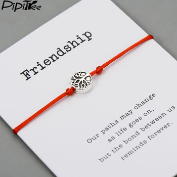 Pipitree Life Tree Charm Bracelets for Women Men Children Lucky Red String Friendship Wish Bracelets Jewelry Gift Adjustable