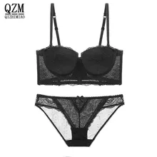 Qizhimiao модное осенне-зимнее нижнее белье женский сексуальный кружевной регулируемый комплект бюстгальтера тонкий плюс размер пуш-ап комплект бюстгальтера