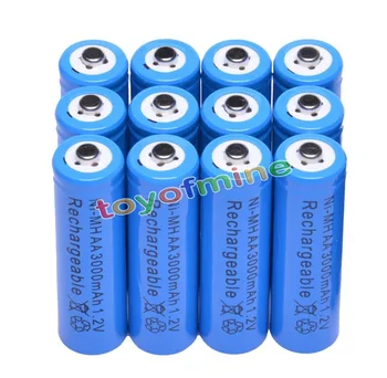 

12x AA 3000mAh 2A 1.2 V Ni-MH Blue Rechargeable Battery Cell for MP3 RC Toys