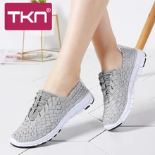 TKN/ г., весенние женские плетеные кроссовки, обувь на плоской подошве, лоферы-светильник, Мокасины, дышащая теннисная обувь, женская прогулочная обувь, 1655