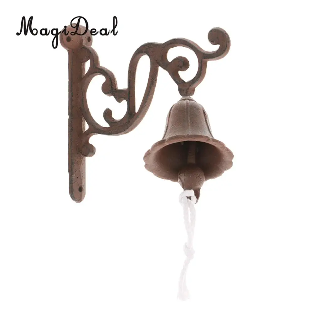 Outdoor Dinner Bells Vintage Antique Cast Iron Bracket Mounts Bell Indoor Outdoor Wall Mounted Door Bells