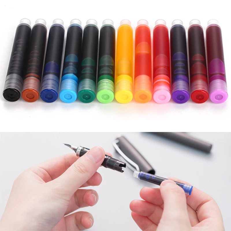 

12 PCS/Set Colourful Ink Sac Fountain Pen Ink Cartridges Refills Ink Cartridges Refills Drawing School Office Stationer Supplies