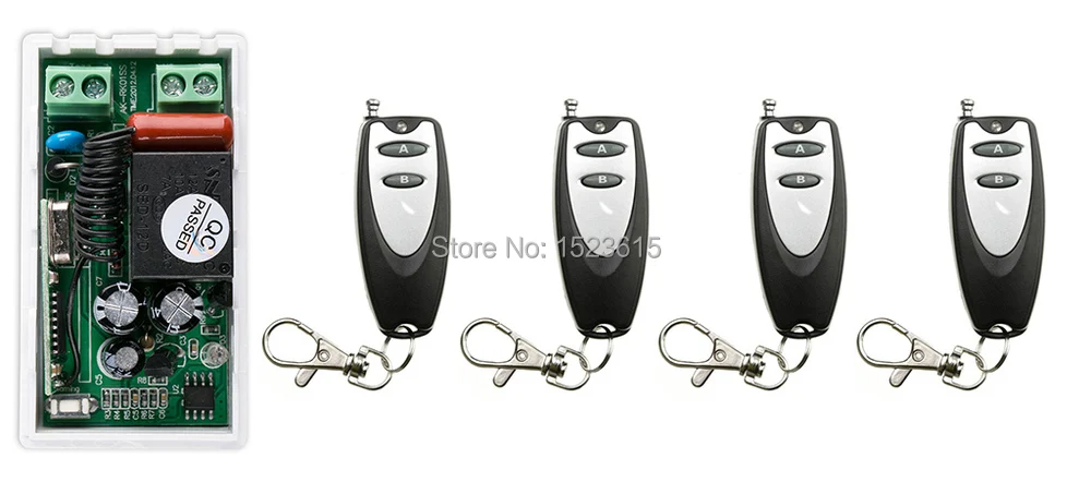 

most simple wiring Wireless RF Remote Control Switch AC220V 10A 1CH 4PCS Transmitter With Battery+ Receiver Access/door System