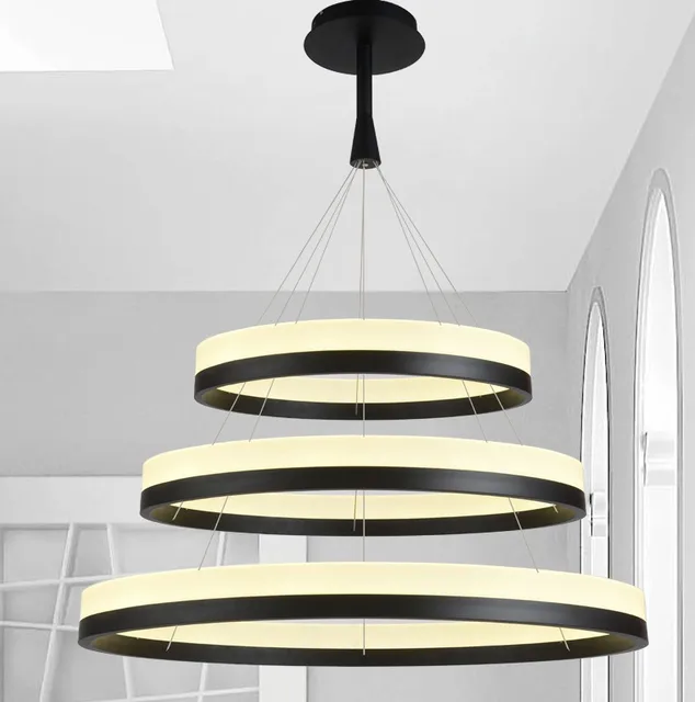 New Led Acrylic Chandelier Fixture Black Remote Control Pendant Lamp New Led Acrylic Chandelier Fixture Black Remote Control Pendant Lamp Modern Living Room Bedroom Restaurant Hanging