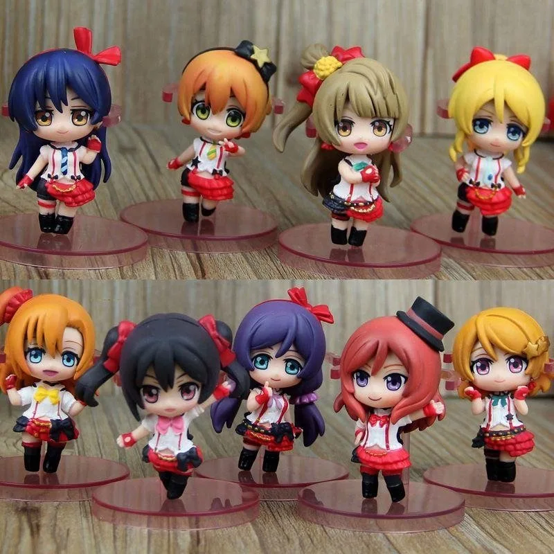 Новинка 9 шт./лот 6 см ПВХ Японские Аниме фигурки love live! Q школьная форма ver. Экшн