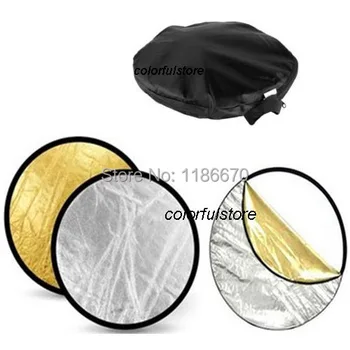 

Hot Sale 2in1 2 in 1 32" 80cm Portable Collapsible Studio Light Round Photography Photo Reflector Panel Gold/Silver f SLR Camera