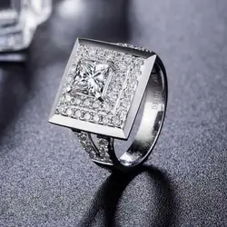 Палец печатных GIA Diamond обручение кольцо для женщин 18 К белого золота 1,01 + 0.69ct натуральный бриллиант GIA Принцесса Cut H/SI1