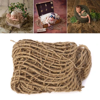 

Newborn Photography Prop Chunky Burlap Layer Net Hessian Jute Backdrop Blanket