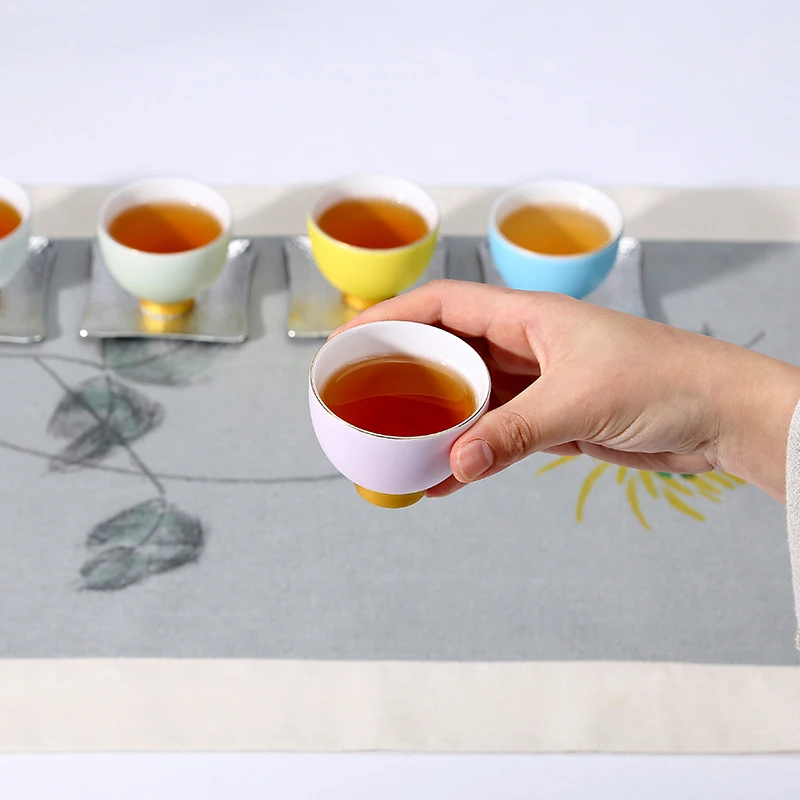 Wourmth 6 цветов красочный китайский Чай чашки Керамика Чай чашки Китайский Kingfu Чай набор аксессуаров высокое качество фарфора