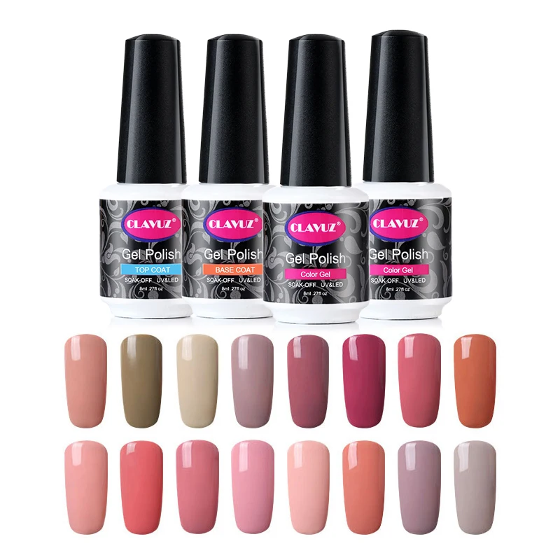 

CLAVUZ Soak off Gel Nail Polish UV/Led Nude Series for Nail Art Starter Kit Manicure Salon Decor Nail Art