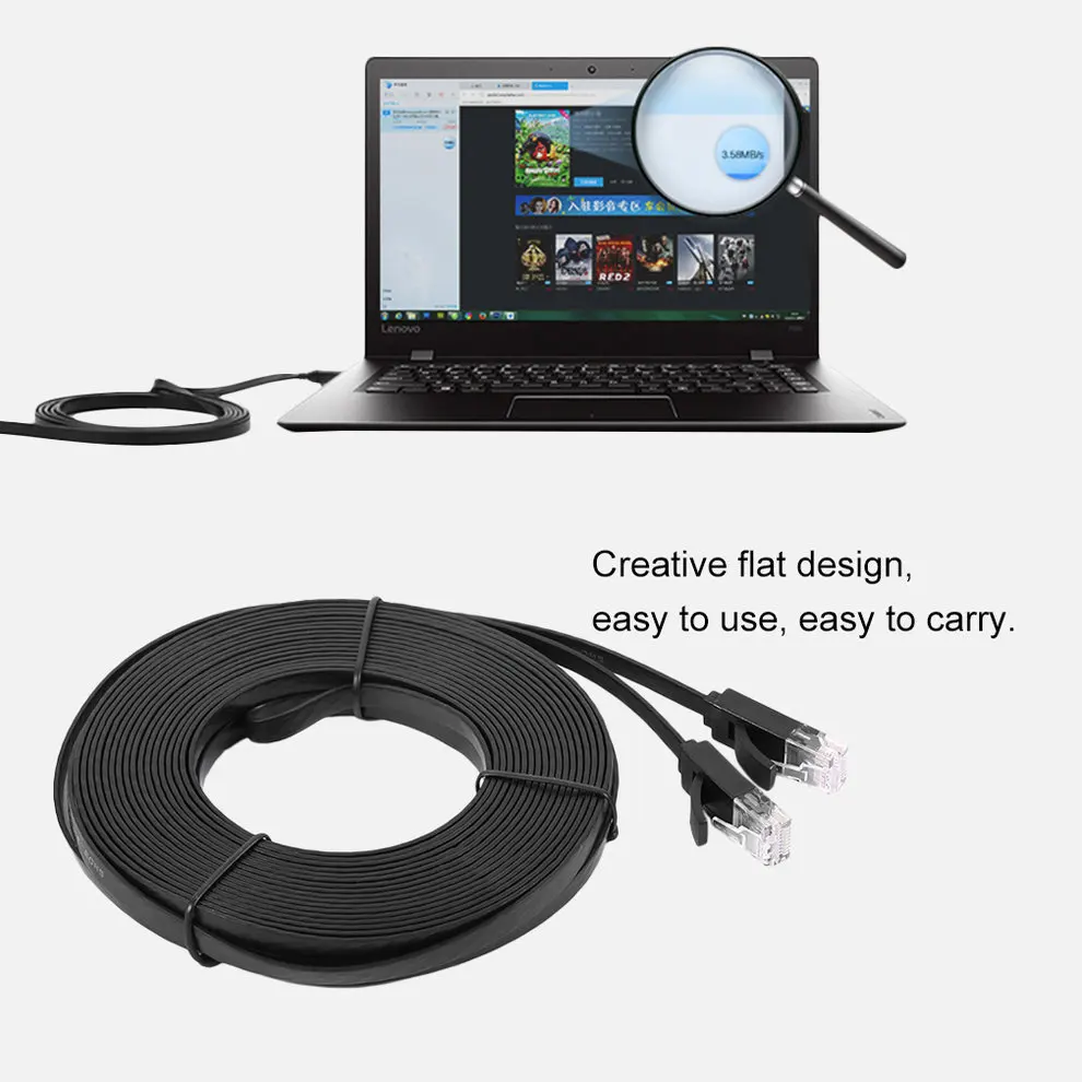 Universal 10M Super Long RJ45 Network Wire Super High Speed Flat Type