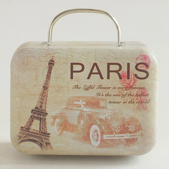 

10 pcs/lot New Arrival Vintage Small Suitcase Storage Tin Candy Box Change Box Earphones Box Small Suitcase V3626