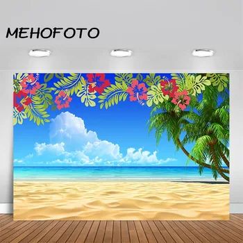 

MEHOFOTO Summer Beach Photography Backdrop PalmLeaf Pool Party Hawaii Birthday Party Banner Photo Booth Background Decorations