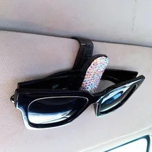 Авто застежка клип белые стразы Алмазный автомобильный солнцезащитный козырек очки солнцезащитные очки папка для билетов квитанция карта держатель для хранения