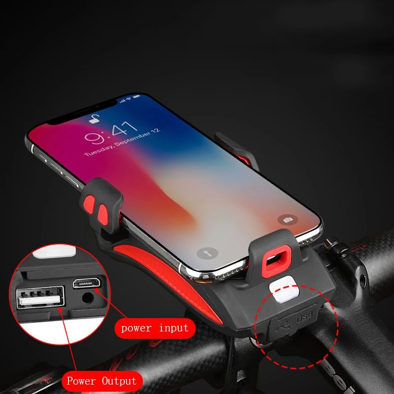 Flash Deal Bicycle Light Mobile Phone Bracket Riding Front Light Speaker Horn Bicycle Mobile Phone Holder Lamp Charging Treasure Fixed Br 4