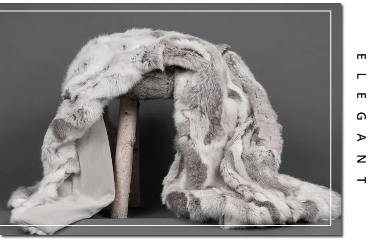 CX-D-56,, коврики из кроличьего меха, хорошее качество, меховое одеяло, Прямая поставка - Цвет: natural grey