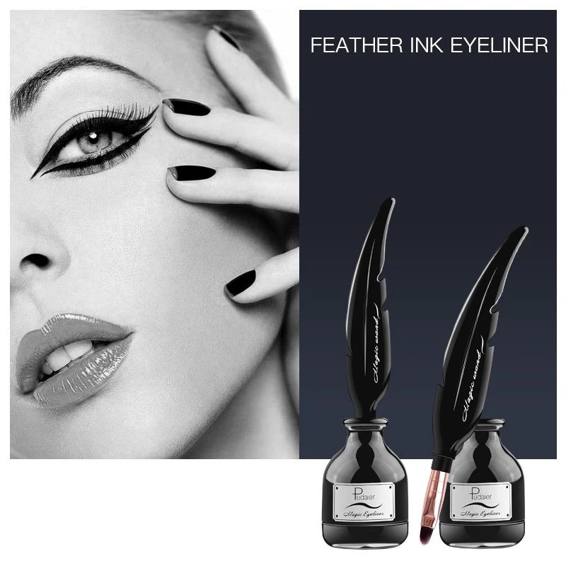 Pudaier черная Водостойкая Подводка для глаз гель с в форме пера кисти инструменты длительный пигментный гель подводка для глаз крем косметика для глаз