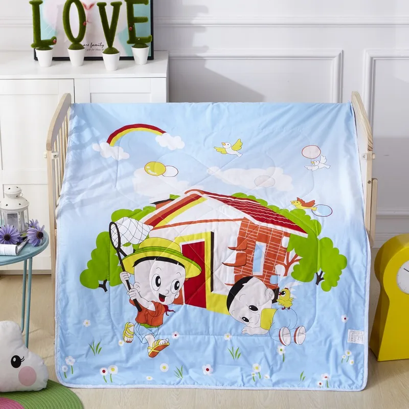 Летнее одеяло с рисунком дораэмона для маленьких мальчиков, детское одеяло из хлопка для детского сада, обеденное одеяло, детское охлаждающее одеяло с животным принтом - Цвет: Многоцветный