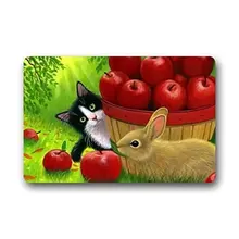 Модные Гостиная коврик забавный кот Apple кролик 40x60 см коврик пользовательские двери коврик Home decor ковер Мода ковер