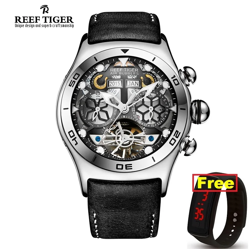 Reef Tiger/RT спортивные часы для мужчин скелет светящиеся часы год месяц и день розовое золото автоматические часы RGA703 SINOWATCHSTORE