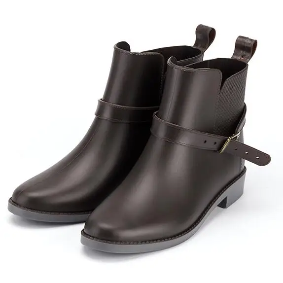 Rouroliu Women Autumn Ankle Rain Boots PVC Waterproof Water Shoes Woman Non-Slip Buckle Wellies RB71 Rouroliu Women Autumn Ankle Rain Boots PVC Waterproof Water Shoes Woman Non-Slip Buckle Wellies RB71