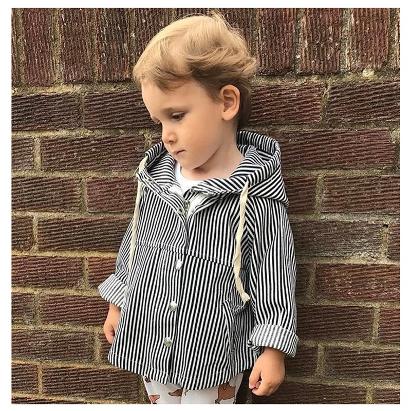 

Kids Coat Girls Jacket 2019 New Spring Hooded Striped Warm Jackets Coats Windbreaker Baby Clothes Jacket for Boy Baby Jacket