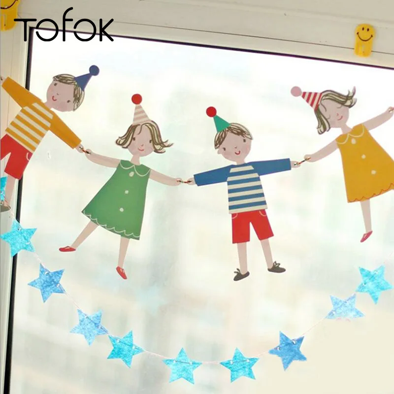

Tofok Party Bunting Banner Flags Paper Hand In Hand Party Favors Happy Birthday Decoration Bunting Garland Festival Decoration