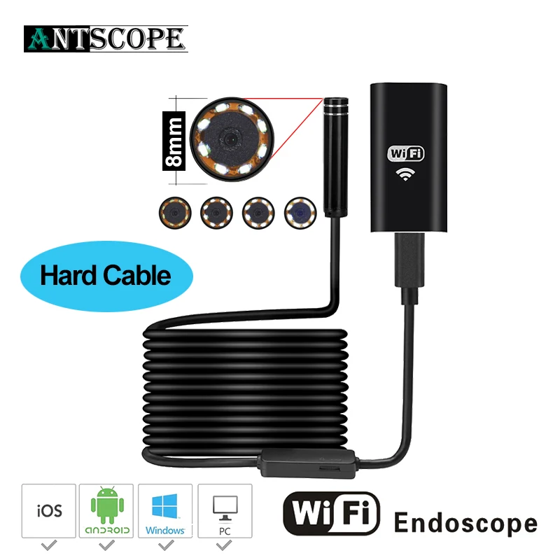 Antscope Wifi эндоскоп камера 8 мм 720 P Android IOS iphone usb шнур Инспекционная Borecope 19| |