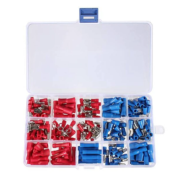 

200pcs Insulated Terminals Crimp Connector Butt Spade Ring Fork Set