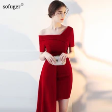 2018 Vinho Tinto Elegante manga Curta vestidos de fiesta largos elegantes Vestidos de Festa de gala Sexy Transporte Rápido Personalizado Novo