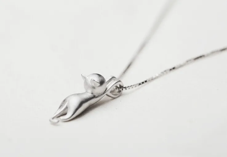 Silver Color Necklaces Cats Pendants&Necklaces Necklace Fine Jewelry Colar de Plata VNS8006