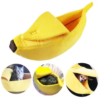 

Banana Cat Bed Warm Soft Plush Breathable Cat house for puppy pet cats Summer Sleeping Mat bed suitable cushion Cat tent