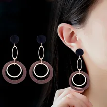 Fancy& Fantasy, новинка, круглые серьги, деревянные круглые серьги, зеленый/коричневый цвет, для женщин, вечерние, подарок, модные безделушки, ювелирное изделие