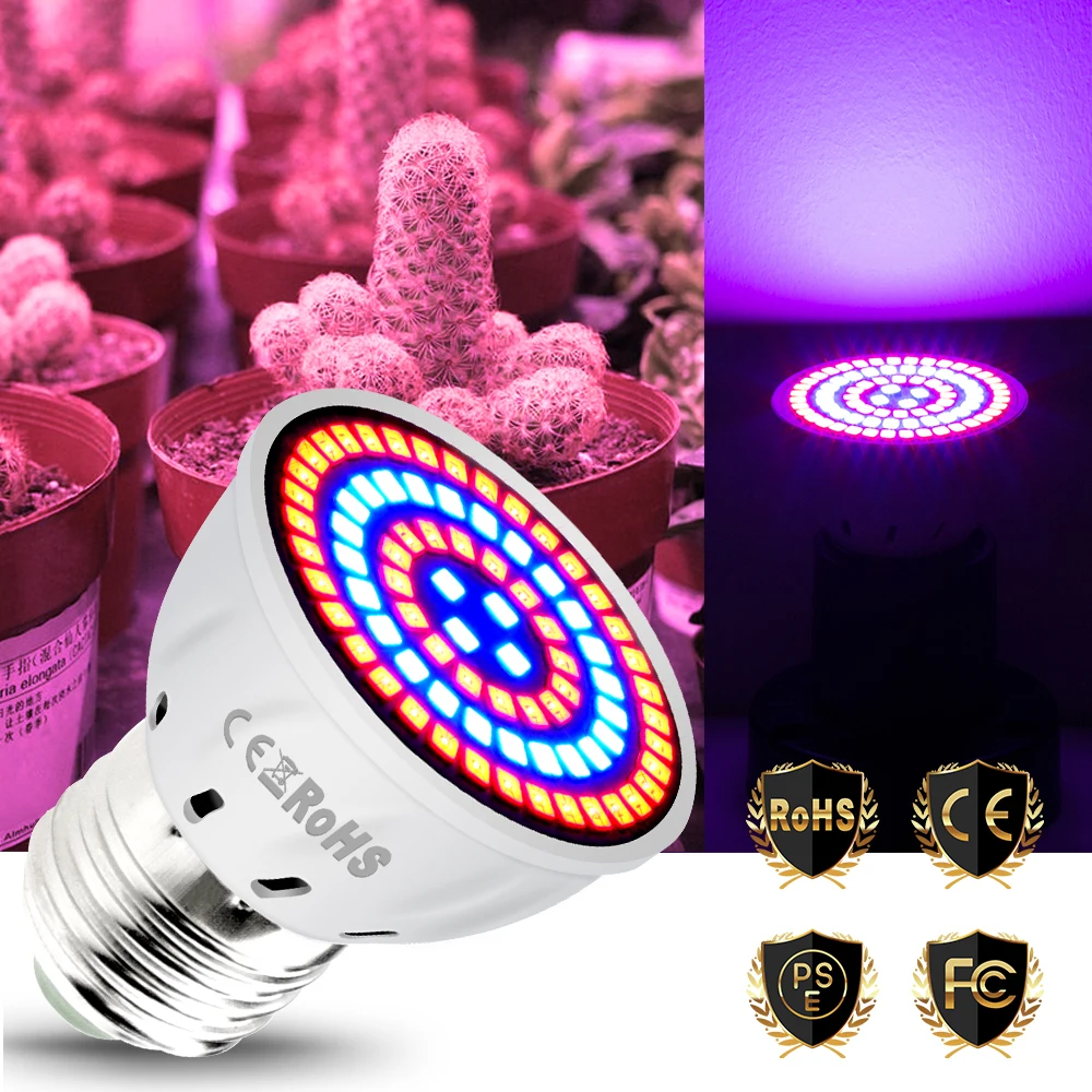 E27 220V LED 성장 빛 GU10 Fitolamp E14 LED 램프 식물 48 60LEDs 전체 스펙트럼 MR16 식물 램프 GU5.3 모종 식물 빛