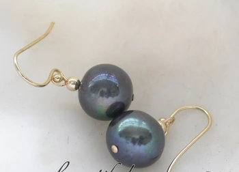 

FREE shipping> >>> z3142 WOW 12mm round black freshwater pearl dangle earring