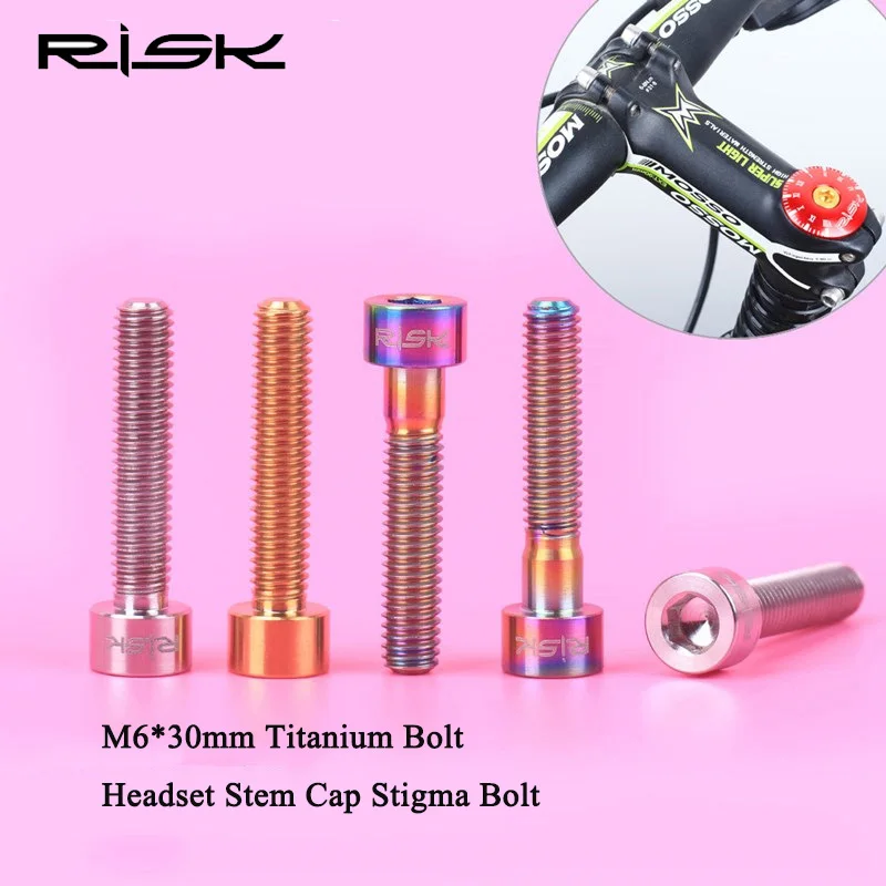 RISK 1pcs M6*30mm Titanium Alloy Column Head Bolts For Bicycle Headset