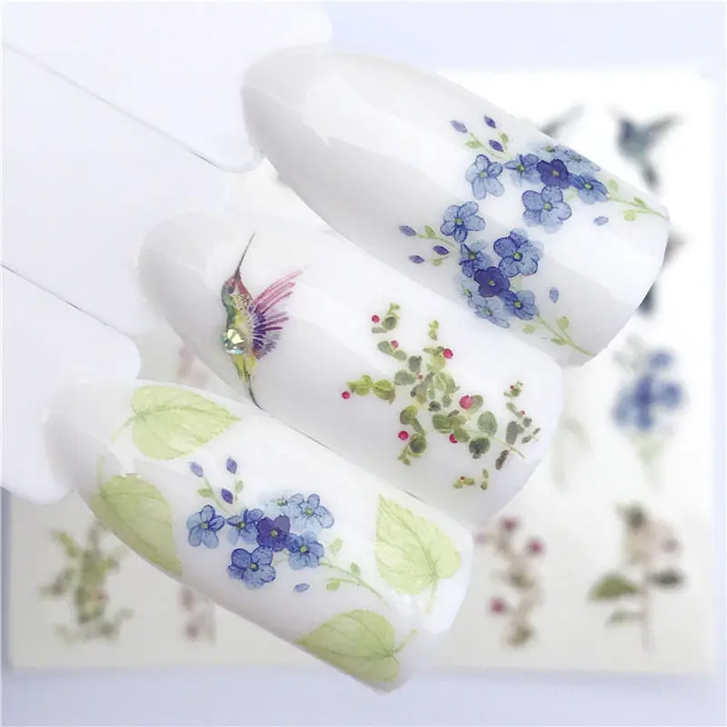 YWK 1 шт. зеленая трава/цветок/фрукты переводная наклейка для ногтей наклейки для творчества модные обертывания инструменты для маникюра