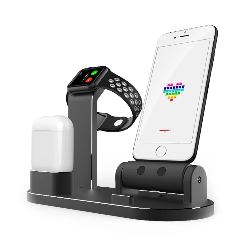 

3 in 1 Charger Dock Station Phone Holder For Apple Watch Stand Aluminum Charging Stand For iPhone x/8P/7S/6SP/5SE for Airpods