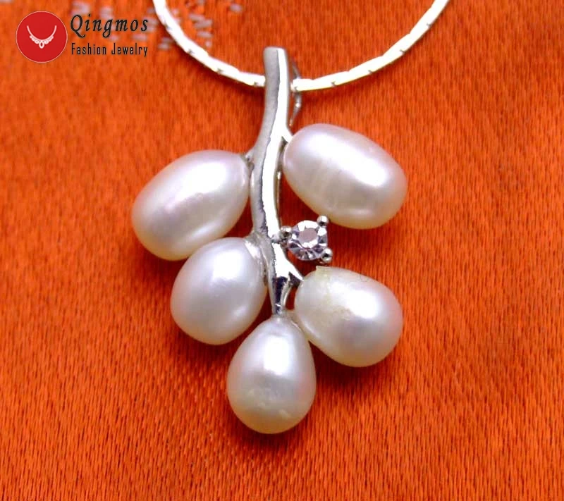 20mm White Natural 6-7mm Pearl Flower Pendant Necklace for Women Chokers 17/"