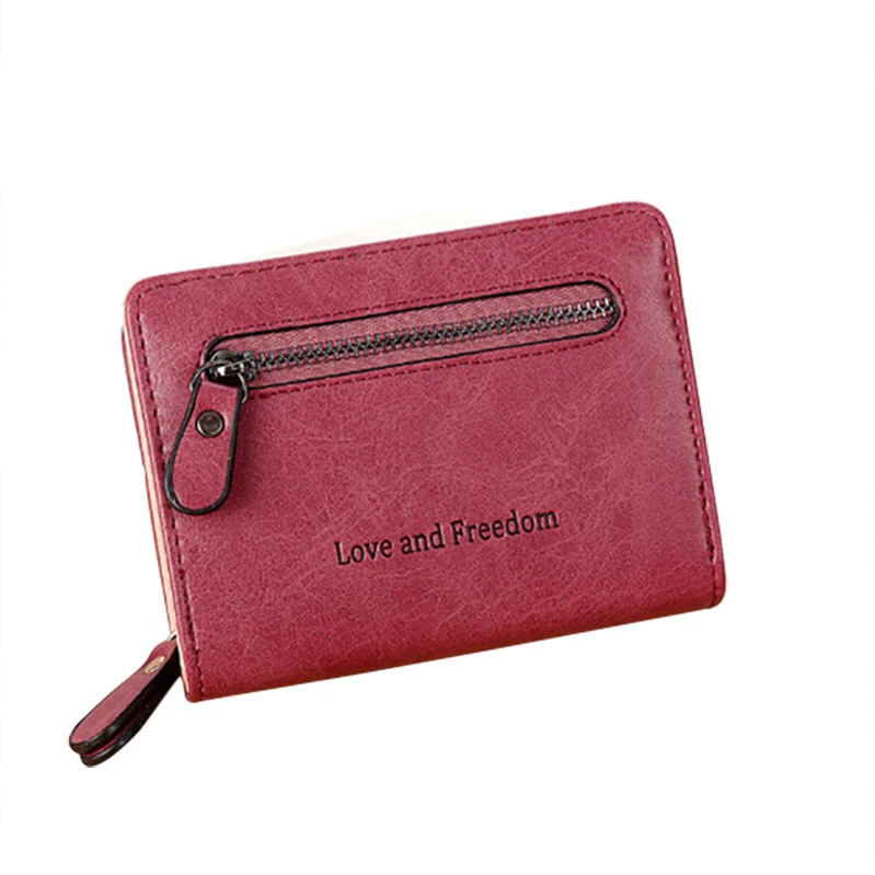 

2019 New Female Leather Wallets Women Hasp Zipper Purses Ladies Short Purse Small Solid Purses Coin Card Holders Clutch Carteras